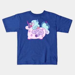 Fat Flowery Rainbow Unicorn Kids T-Shirt